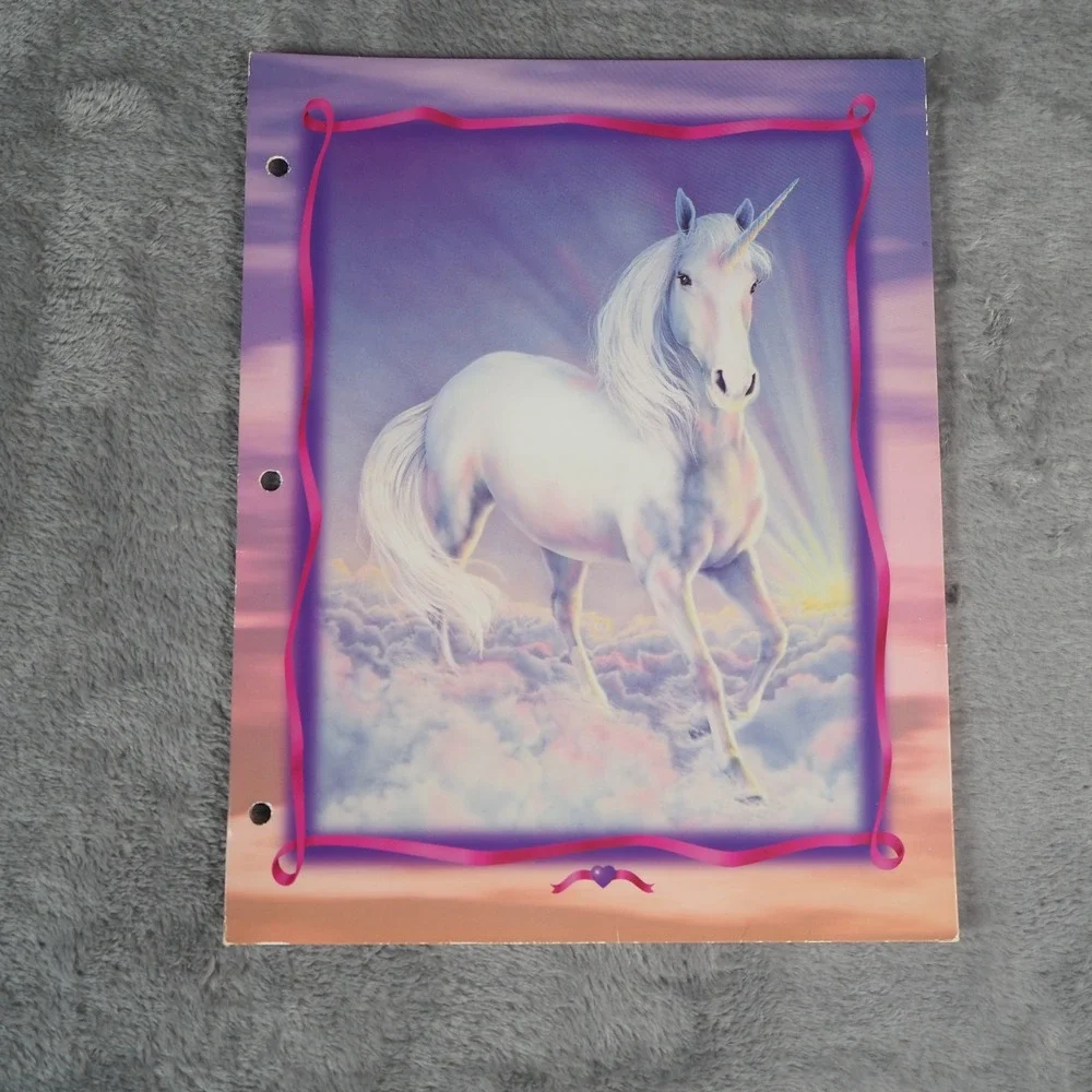 VTG 90's Unicorn‎ Horse Folders Lot of 3 Stuart Hall Christian Riese Lassen Art